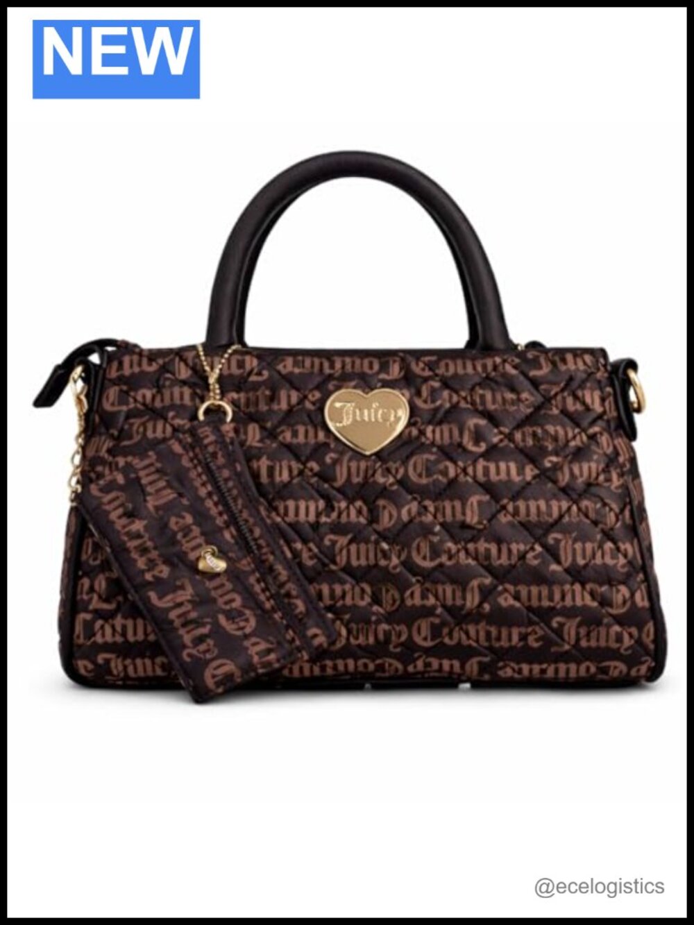 Quilted Faux Leather Satchel with Top Handles & Crossbody Strap